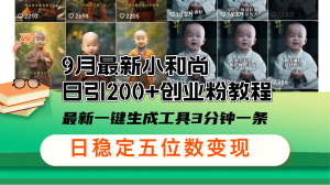 9月最新小和尚日引200+创业粉教程,最新一键生成工具3分钟一条,日稳定…-创业资源网