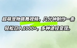 超萌宠物跳舞，几分钟制作一条视频，轻松日入1k，多种变现方式-创业资源网