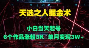 天选之人掘金术，小白当天起号，6个作品涨粉3000+，单月变现3w+-创业资源网