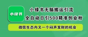 小绿书无脑搬运引流,全自动日引500精准创业粉,微信生态内又一个闷声发财的机会【揭秘】-创业资源网