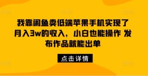 我靠闲鱼卖低端苹果手机实现了月入3w的收入,小白也能操作 发布作品就能出单-创业资源网