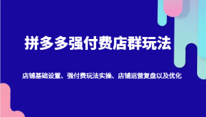 拼多多强付费店群玩法:店铺基础设置、强付费玩法实操、店铺运营复盘以及优化-创业资源网