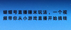 蝴蝶号直播赚米玩法,一个视频带你从小游戏直播开始搞钱-创业资源网