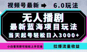 视频号最新6.0玩法,无人播剧,轻松日入3000+,最新蓝海项目,拉爆流量…-创业资源网