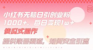 小红书无脑每日引流创业粉500+,小白每天只花半小时,躺赚长尾收益【揭秘】-创业资源网