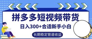 拼多多短视频带货日入300+有长期稳定被动收益,合适新手小白【揭秘】-创业资源网