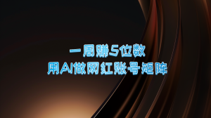 一周赚5位数,用AI做网红账号矩阵,现在的AI功能实在太强大了-创业资源网