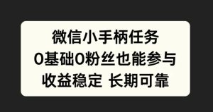 微信小手柄任务,0基础也能参与,收益稳定-创业资源网