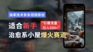 适合新手的治愈系小屋爆火赛道,小白快速上手,独家技术条条视频原创,引爆流量-创业资源网