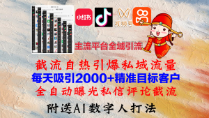 小红书,抖音,视频号,快手主流平台全域引流,截流自热引爆私域流量,…-创业资源网