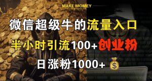 微信超级牛的流量入口,半小时引流100+创业粉,日涨粉1000+-创业资源网