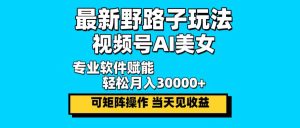 最新野路子玩法,视频号AI美女,当天见收益,轻松月入30000+-创业资源网