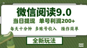 微信阅读9.0新玩法,每天十分钟,0成本矩阵操作,日入1500+,无脑操作…-创业资源网