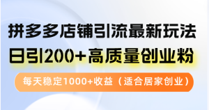 拼多多商家引流方法全新游戏玩法,日引200 高品质自主创业粉,每日平稳1000 盈利(…-创业资源网
