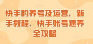 快手起号与运营,新手教学,快手账号速养攻略大全-创业资源网