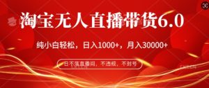 淘宝网没有人直播卖货6.0,不违规,防封号,纯小白快速上手,月入了万-创业资源网