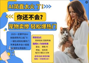 小红书的AI小宠物装可怜打工赚钱新项目,一键生成轻轻松松爆受欢迎,专撩温婉有钱漂亮小姐姐,私域转化率极高-创业资源网