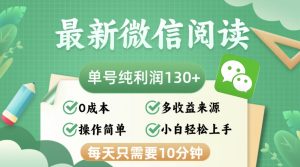 最新微信阅读文章,每日10min,运单号盈利130+,可大批量变大实际操作,简易0成本费-创业资源网