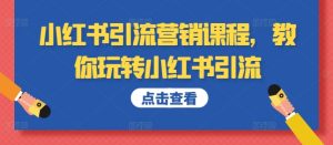 小红书引流营销培训课程,教大家轻松玩小红书引流-创业资源网