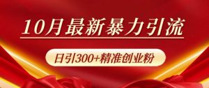 10月全新暴力行为引流方法,公域极致闭环控制,日引300 精确自主创业粉【揭密】-创业资源网