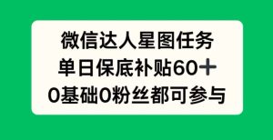 手机微信大咖星象图每日任务,单日最低补助60 ,0前提0粉丝们都可参加-创业资源网