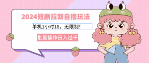 2024短剧剧本引流自撸游戏玩法。单机版1个小时18,不受限制,批量处理日入了千-创业资源网