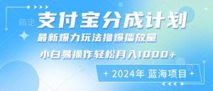 2024年支付宝钱包分为方案暴力行为游戏玩法大批量视频剪辑,新手真正实现月入1000加-创业资源网