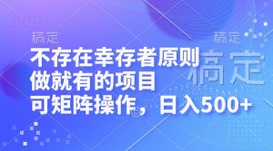 不会有生还者标准,做也有的项目,可引流矩阵实际操作,日入500-创业资源网