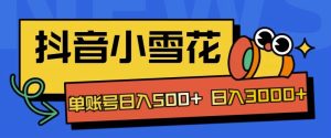 独家代理抖音小小雪花新项目，单账户日入多张-创业资源网