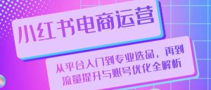 小红书电商经营:从平台入门到技术专业选款,再从流量提升与账户提升全面解析-创业资源网