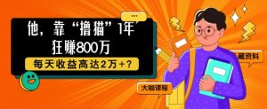 他,靠“吸猫”1年狂赚800个,每日利润高达2个 ?-创业资源网