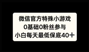 微信特殊游戏,0前提0粉丝们,新手入门每日至少最低40-创业资源网