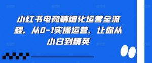小红书电商精细化营销全过程,从0-1实际操作经营,使你从小白到精锐-创业资源网