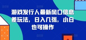 游戏发行人全新出风口信息不对称游戏玩法,日入多张,新手也可以实际操作-创业资源网