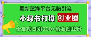 全新瀚海服务平台没脑子引流方法,小绿书打穿创业圈,自动式日引500 精确自主创业粉-创业资源网