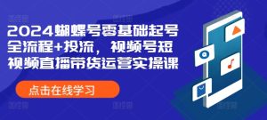 2024彩蝶号零基础养号全过程 投流,微信视频号短视频带货带货运营实操课-创业资源网