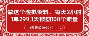 做这种虚似材料,每日2钟头,1单299.1天处于被动100个数据流量,1天轻轻松松1k?-创业资源网