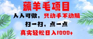 薅羊毛项目,人人可做,只动手不动脑。扫一扫,点一点,真实轻松日入1000+-创业资源网