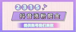 抖音涨粉掘金,提供作品涨粉出号渠道,全程托管,单号单月白赚1000元-创业资源网