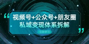 视频号+公众号+朋友圈私域变现体系拆解,全体平台流量枯竭下的应对策略-创业资源网