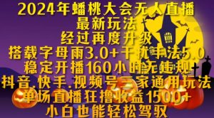 2024年蟠桃大会无人直播全新游戏玩法,平稳播出160钟头无违反规定,抖音视频、快手视频、微信视频号三家通用性游戏玩法【揭密】-创业资源网