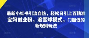 全新小红书引流自然,轻轻松松日引几百精确宝妈创业粉,稳赚方式,成本低的新规游戏玩法-创业资源网