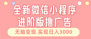 全新微信小程序进阶版撸广告 无脑变现睡后也有收入 日入3000+-创业资源网