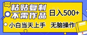 粘贴复制,不用著作,日入500 ,新手当日入门,没脑子实际操作-创业资源网