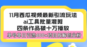 西瓜视频最新玩法,全新蓝海赛道,简单好上手,单号单日轻松引流400+创...-创业资源网