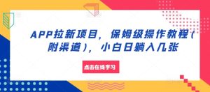 APP拉新项目,家庭保姆级实际操作实例教程(附方式),新手日躺入多张【揭密】-创业资源网