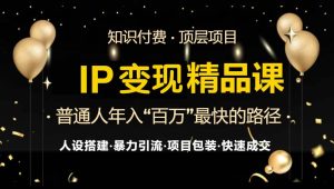 IP变现最新精品课程,知识付费全流程+最强引流术+小白避坑指南-创业资源网