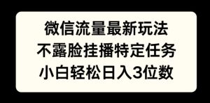 数据流量全新游戏玩法,不露脸直播游戏,新手轻轻松松日入3个数-创业资源网