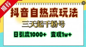 抖音视频自热气玩法,三天起千粉号,单短视频十万播放率,日引精准粉1000-创业资源网