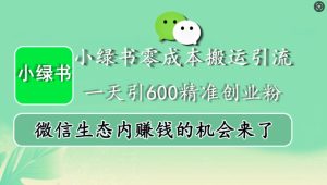 小绿书零成本运送引流方法,一天引600精确自主创业粉,微信生态圈内发财的机会来啦-创业资源网